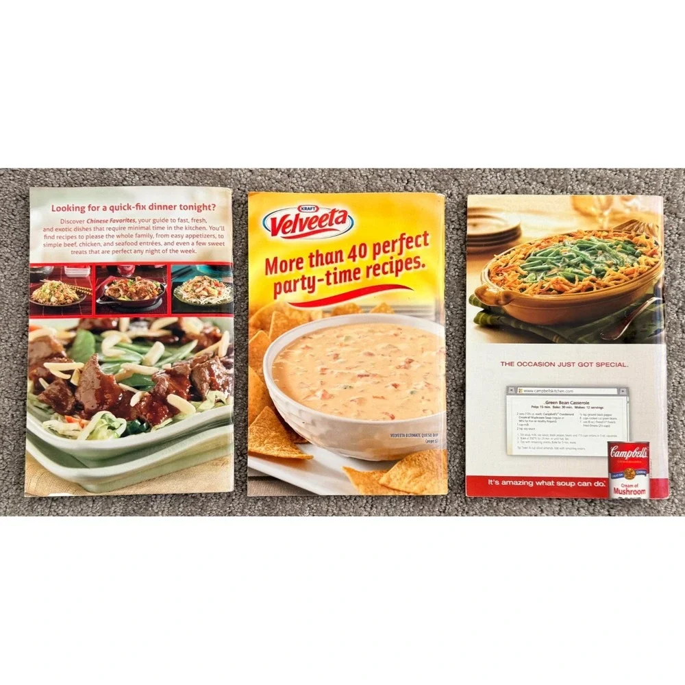 Vintage‎ Recipe Booklet Lot Chinese Velveeta Campbell's Cookbooks Recipes 3